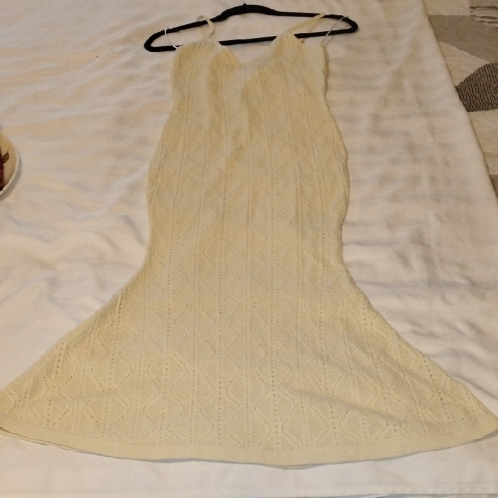 Fashion Nova Kenzlee Woman's Cream Knit Maxi Dress, Size: XS, NWT